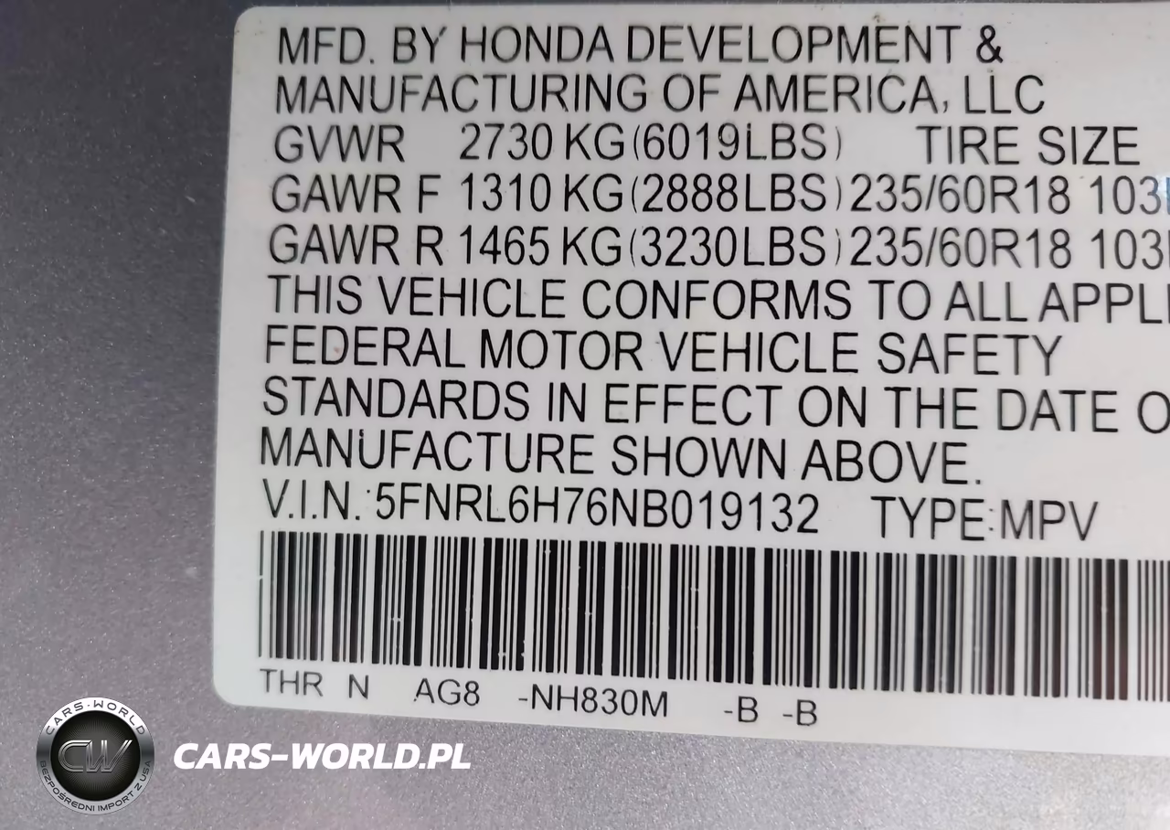 2022 Honda Odyssey Ex-L VIN:5FNRL6H76NB019132 - 9