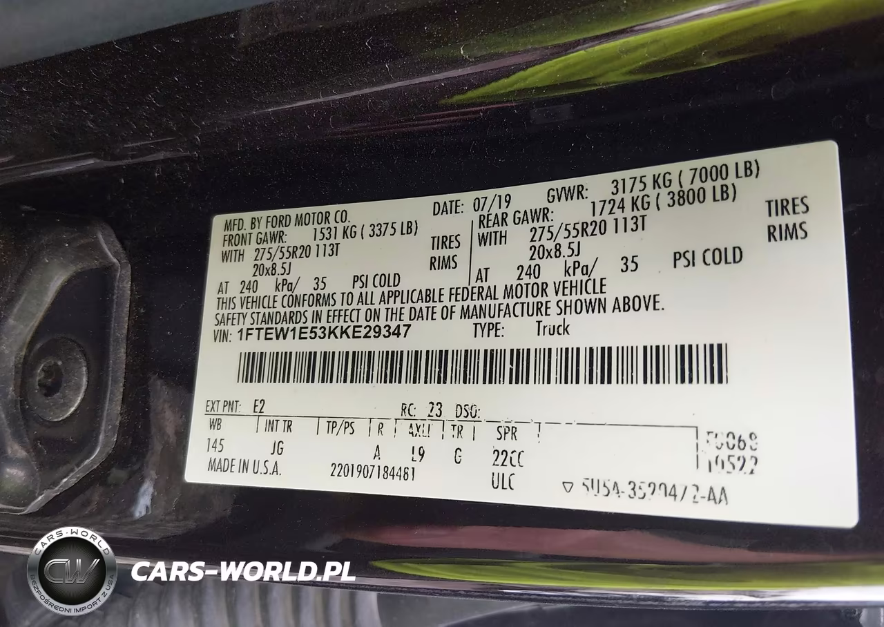 2019 Ford F-150 Xl VIN:1FTEW1E53KKE29347 - 9