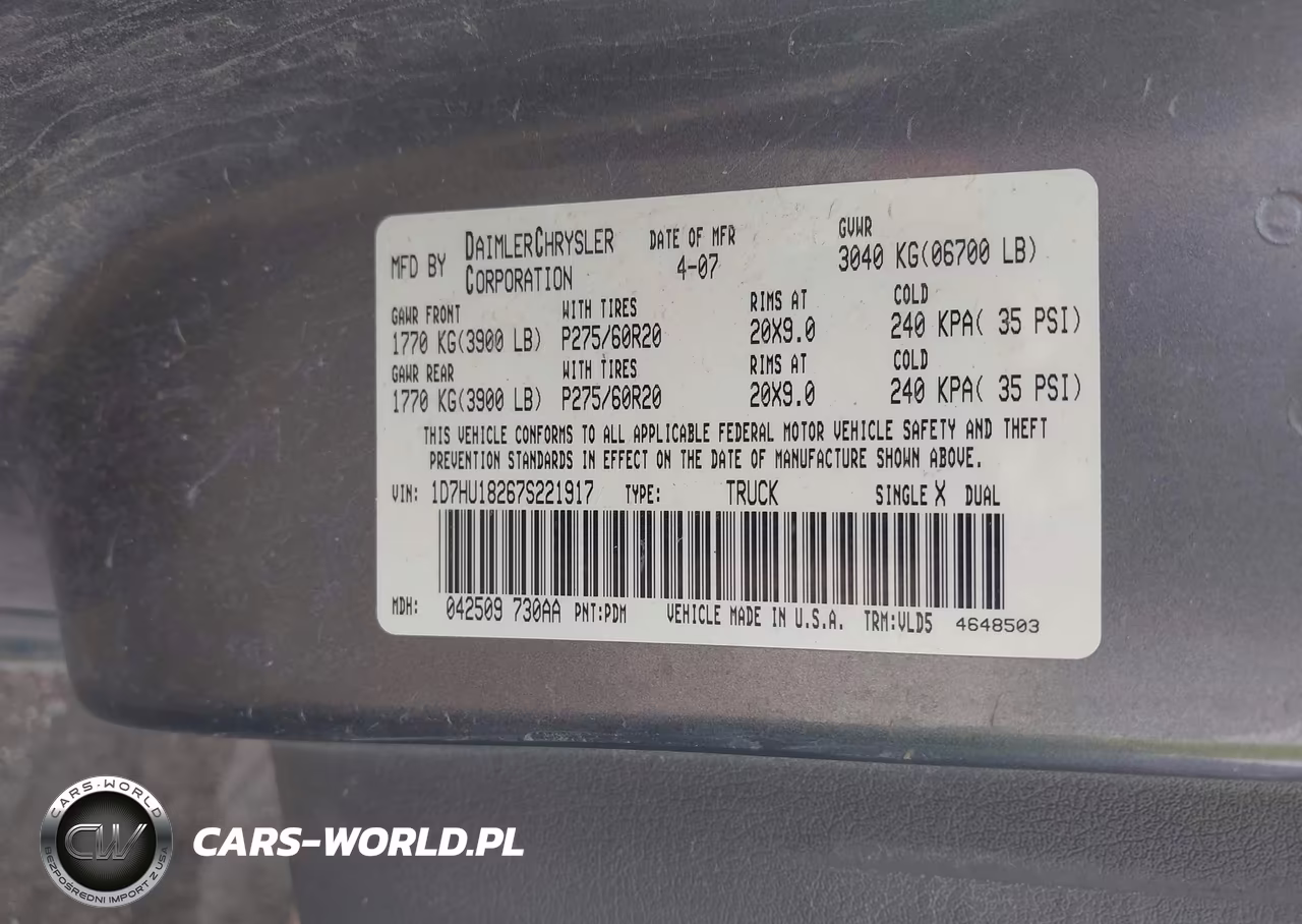 2007 Dodge Ram 1500 Laramie VIN:1D7HU18267S221917 - 9