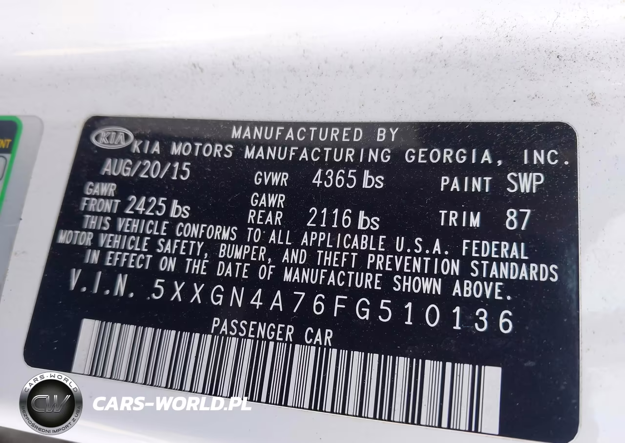 2015 Kia Optima Ex VIN:5XXGN4A76FG510136 - 9
