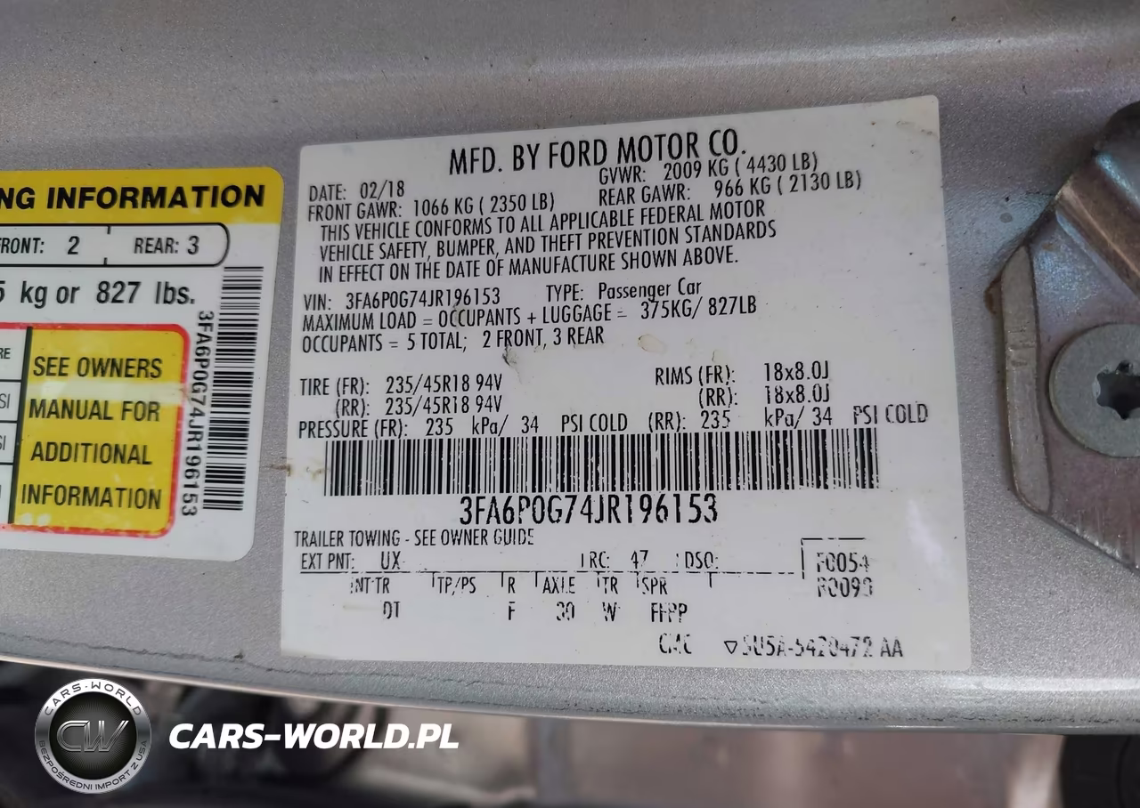 2018 Ford Fusion S VIN:3FA6P0G74JR196153 - 9