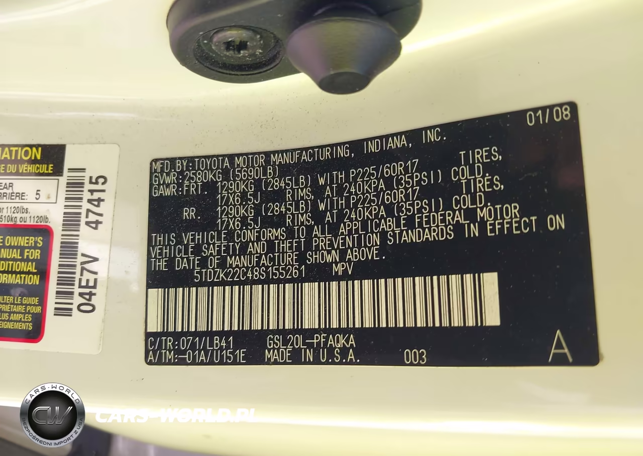 2008 Toyota Sienna Limited VIN:5TDZK22C48S155261 - 9