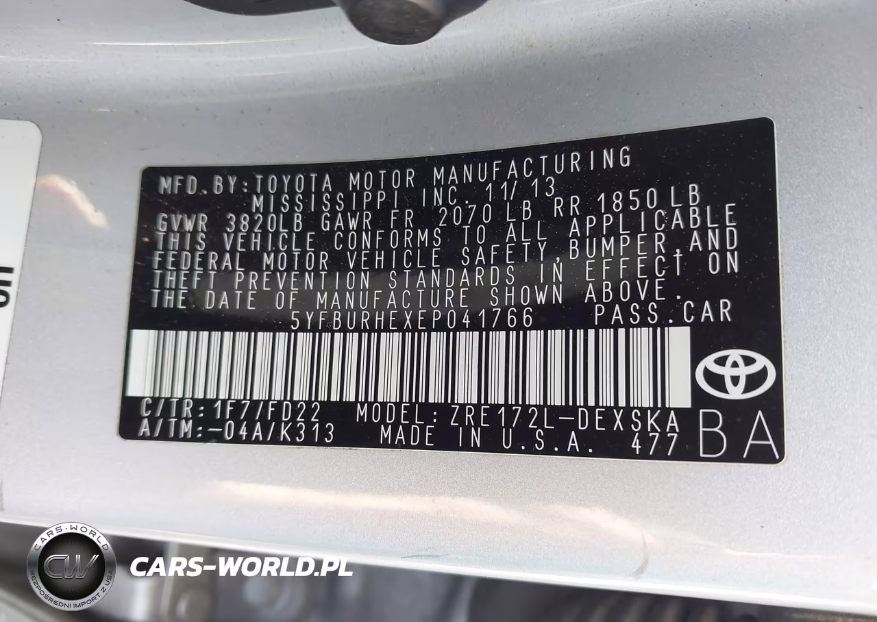 2014 Toyota Corolla S Plus VIN:5YFBURHEXEP041766 - 9