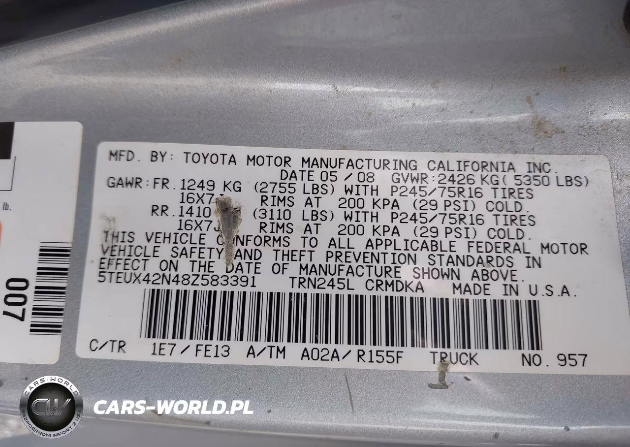2008 Toyota Tacoma Access Cab VIN:5TEUX42N48Z583391 - 9