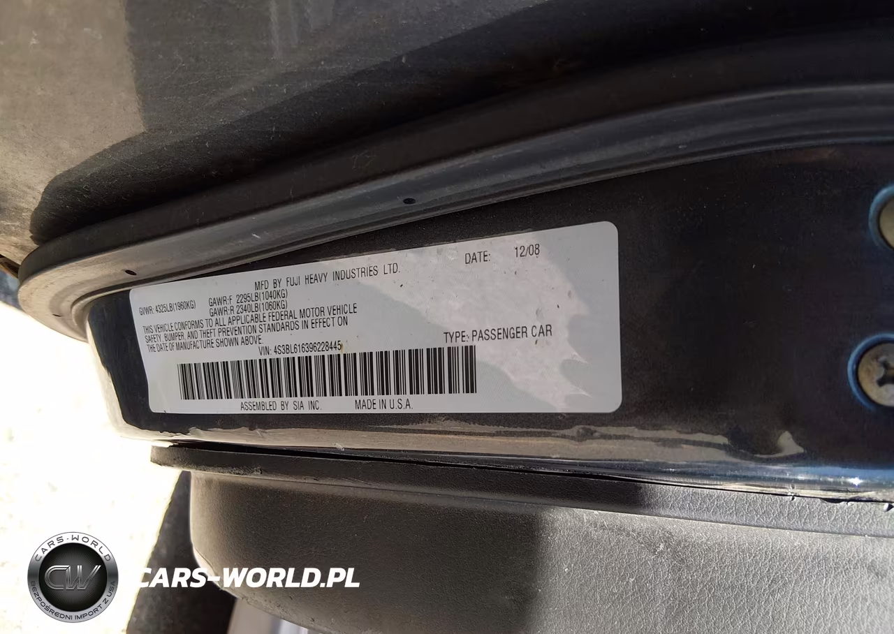 2009 Subaru Legacy 2.5I VIN:4S3BL616396228445 - 9