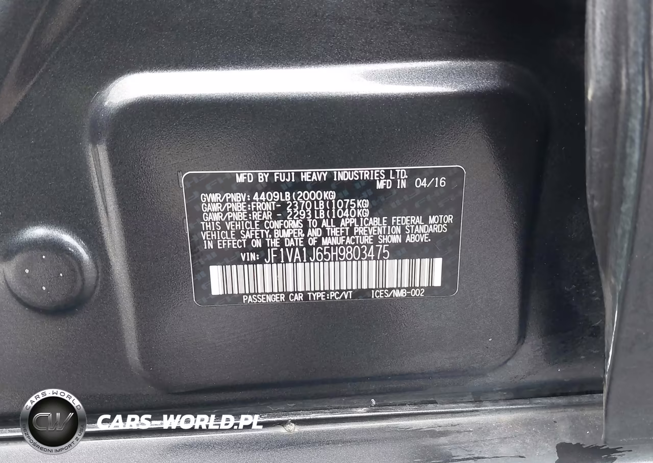 2017 Subaru Wrx Limited VIN:JF1VA1J65H9803475 - 9