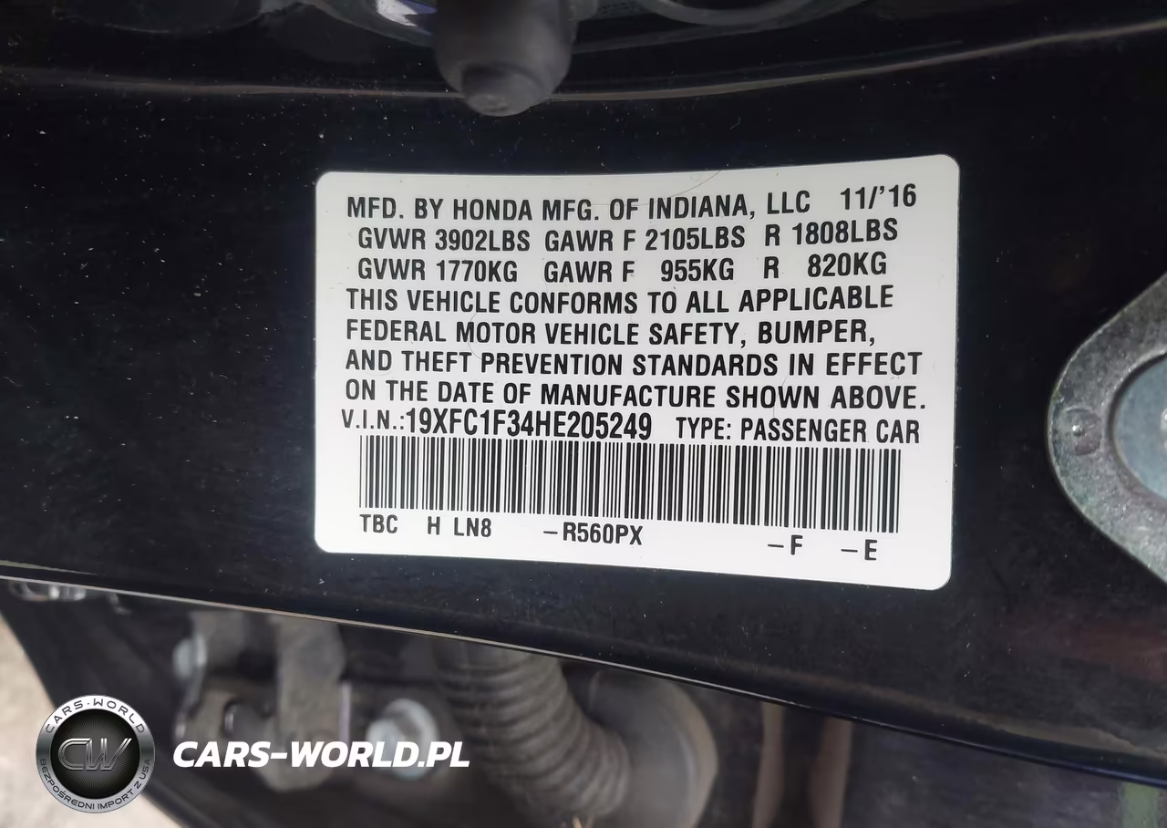 2017 Honda Civic Ex-T VIN:19XFC1F34HE205249 - 9
