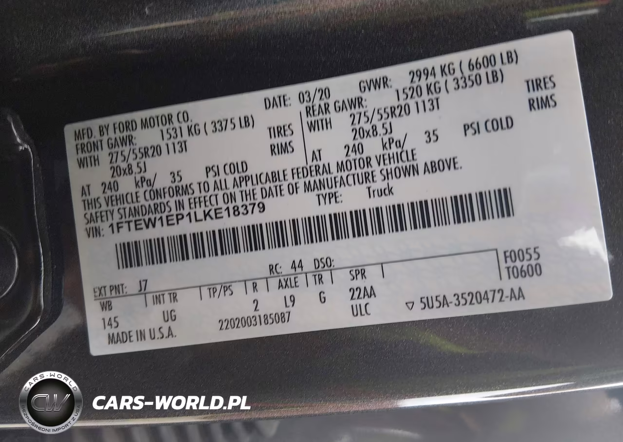 2020 Ford F-150 Xlt VIN:1FTEW1EP1LKE18379 - 9