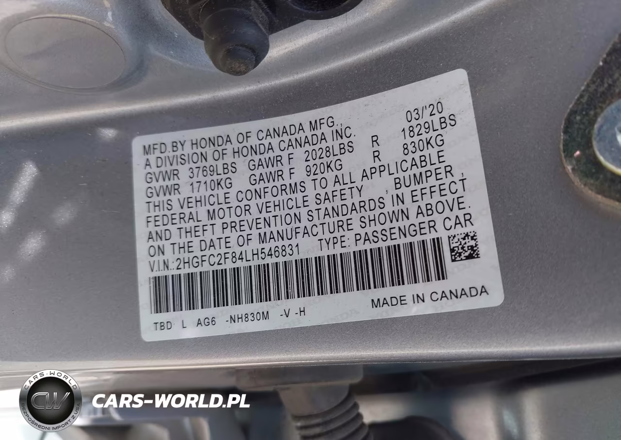 2020 Honda Civic Sport VIN:2HGFC2F84LH546831 - 9