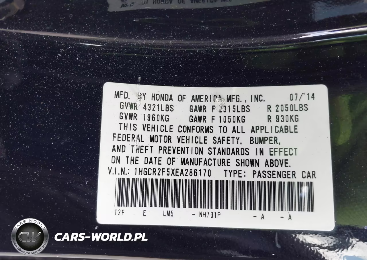 2014 Honda Accord Sport VIN:1HGCR2F5XEA286170 - 9