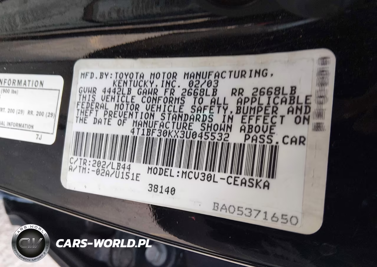 2003 Toyota Camry Se V6 VIN:4T1BF30KX3U045532 - 9