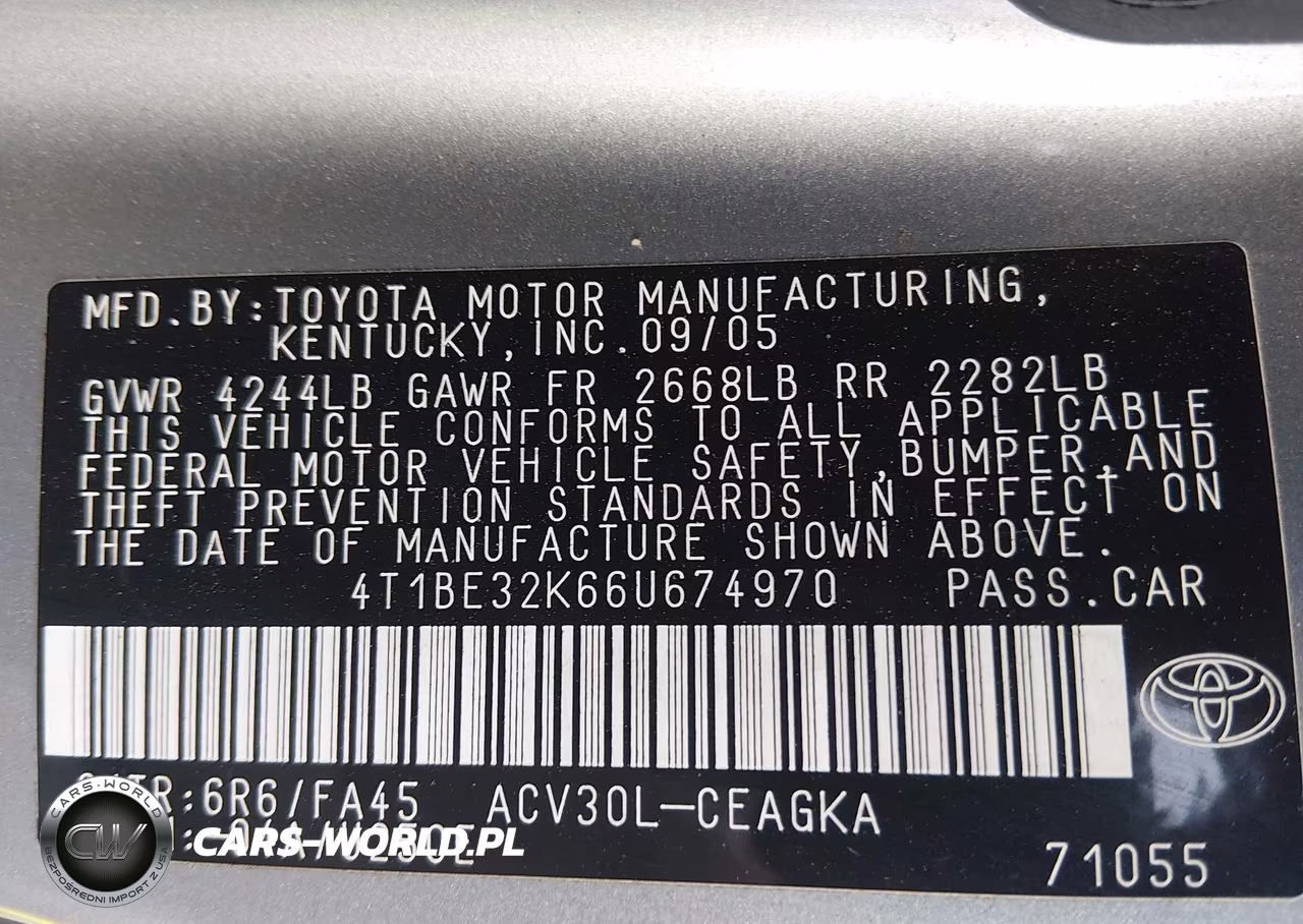 2006 Toyota Camry Xle VIN:4T1BE32K66U674970 - 9