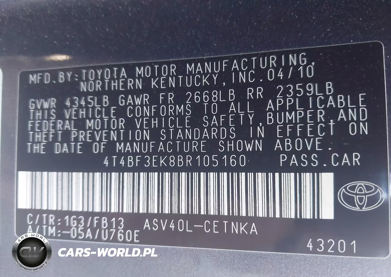 2011 Toyota Camry Le VIN:4T4BF3EK8BR105160 - 9