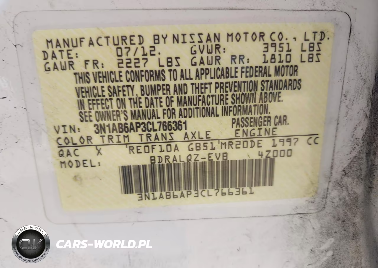 2012 Nissan Sentra 2.0 VIN:3N1AB6AP3CL766361 - 9