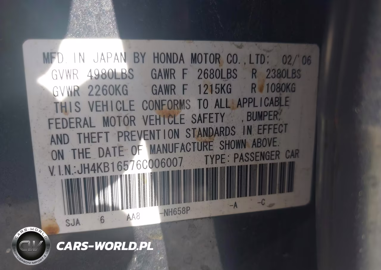 2006 Acura Rl 3.5 VIN:JH4KB16576C006007 - 9