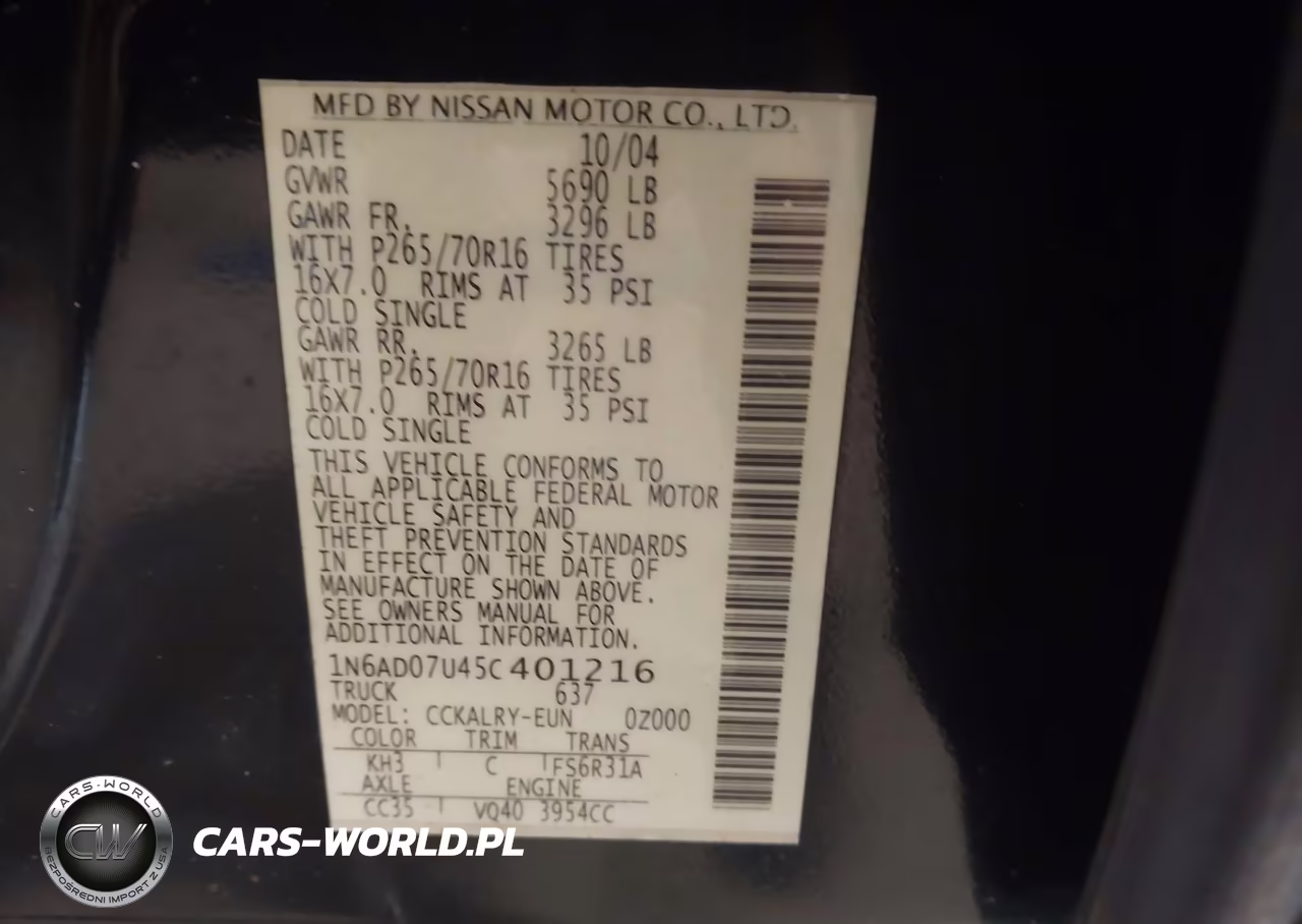 2005 Nissan Frontier Se VIN:1N6AD07U45C401216 - 9