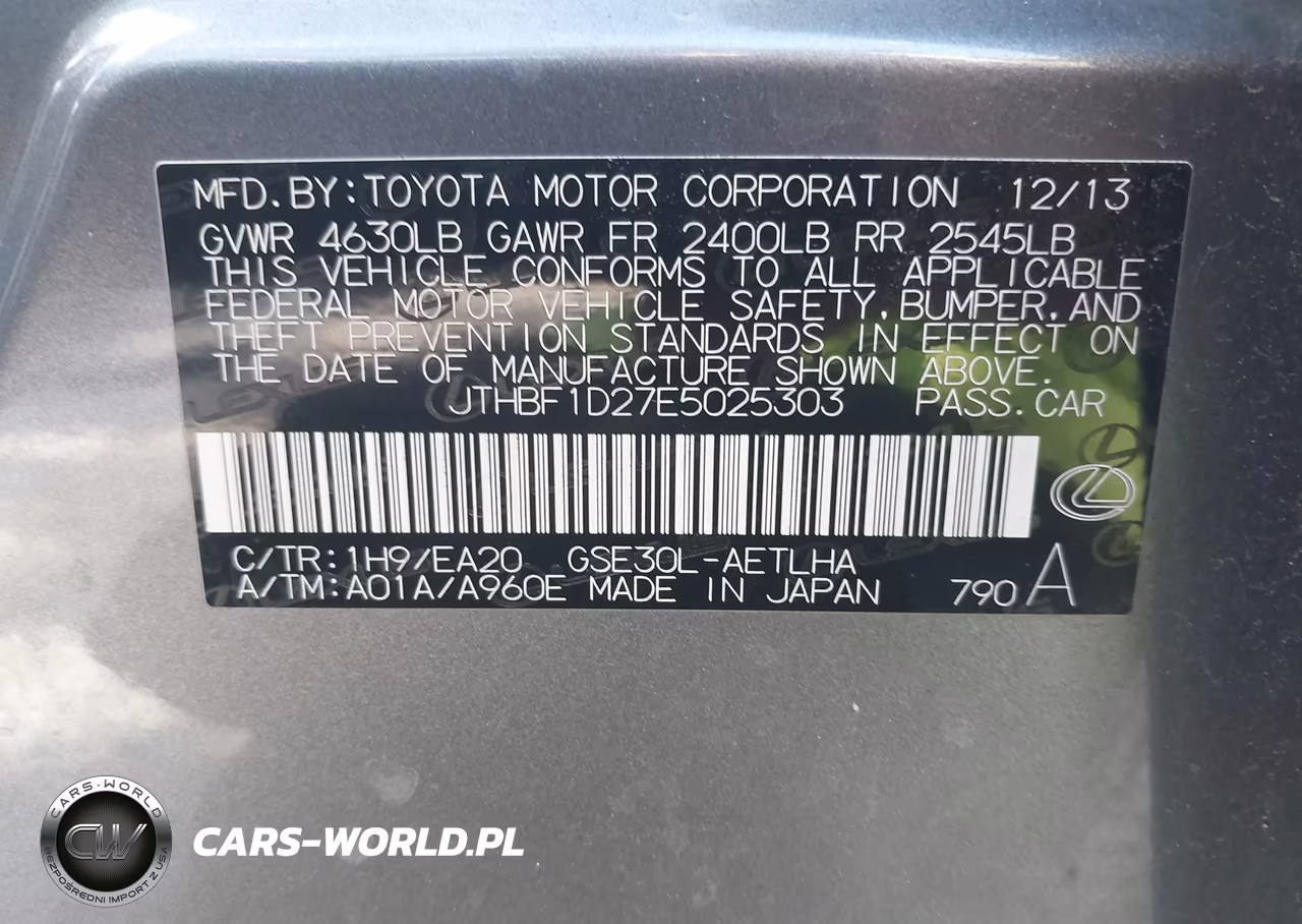 2014 Lexus Is 250 VIN:JTHBF1D27E5025303 - 9