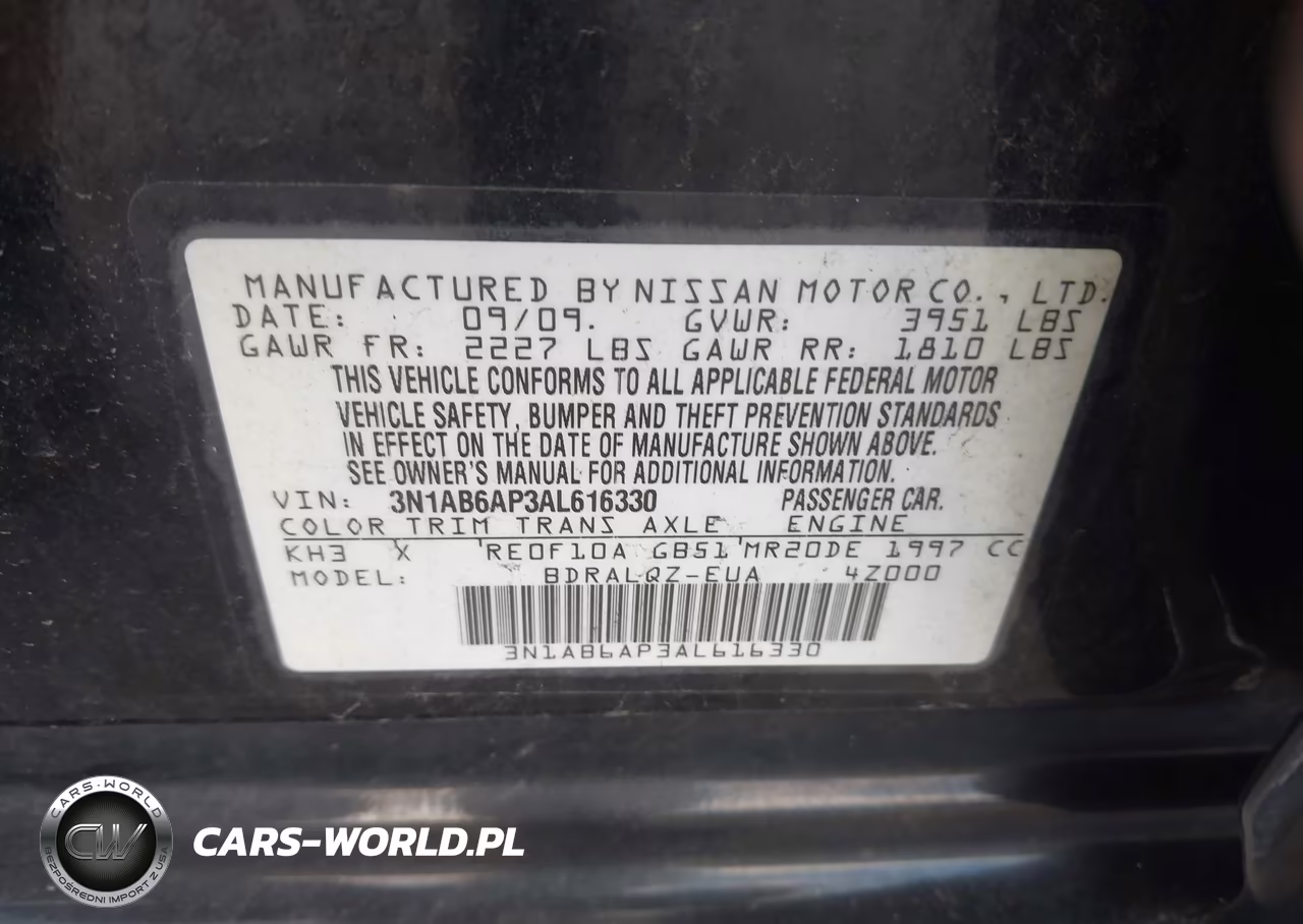 2010 Nissan Sentra 2.0 VIN:3N1AB6AP3AL616330 - 9