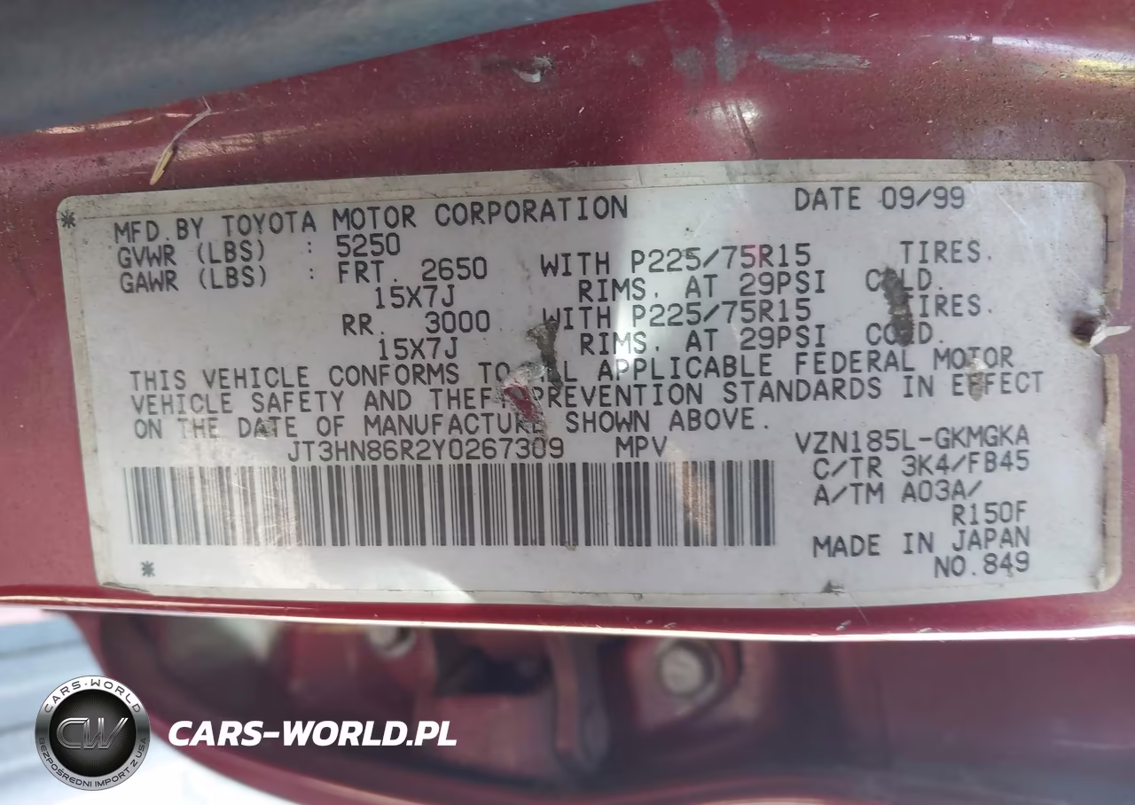 2000 Toyota 4Runner Sr5 V6 VIN:JT3HN86R2Y0267309 - 9
