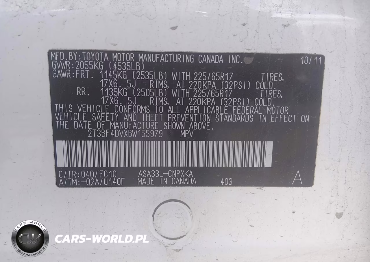 2011 Toyota Rav4 VIN:2T3BF4DVXBW155979 - 9