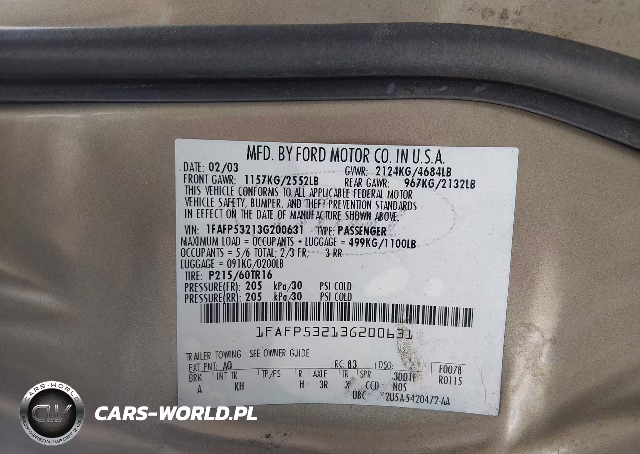 2003 Ford Taurus Se VIN:1FAFP53213G200631 - 9