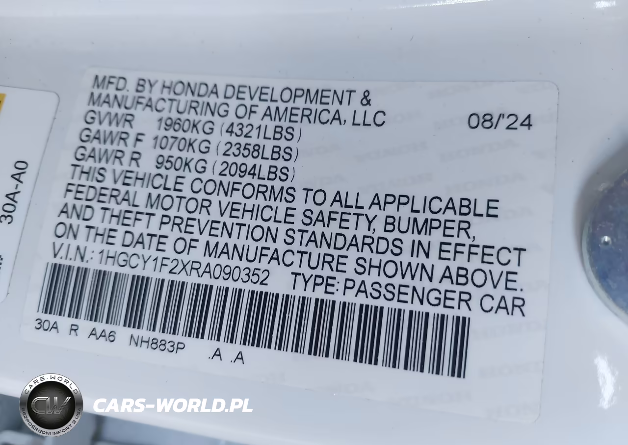2024 Honda Accord Lx VIN:1HGCY1F2XRA090352 - 9