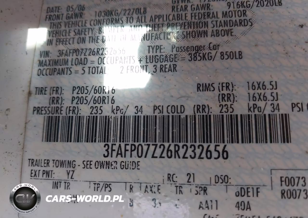 2006 Ford Fusion Se VIN:3FAFP07Z26R232656 - 9