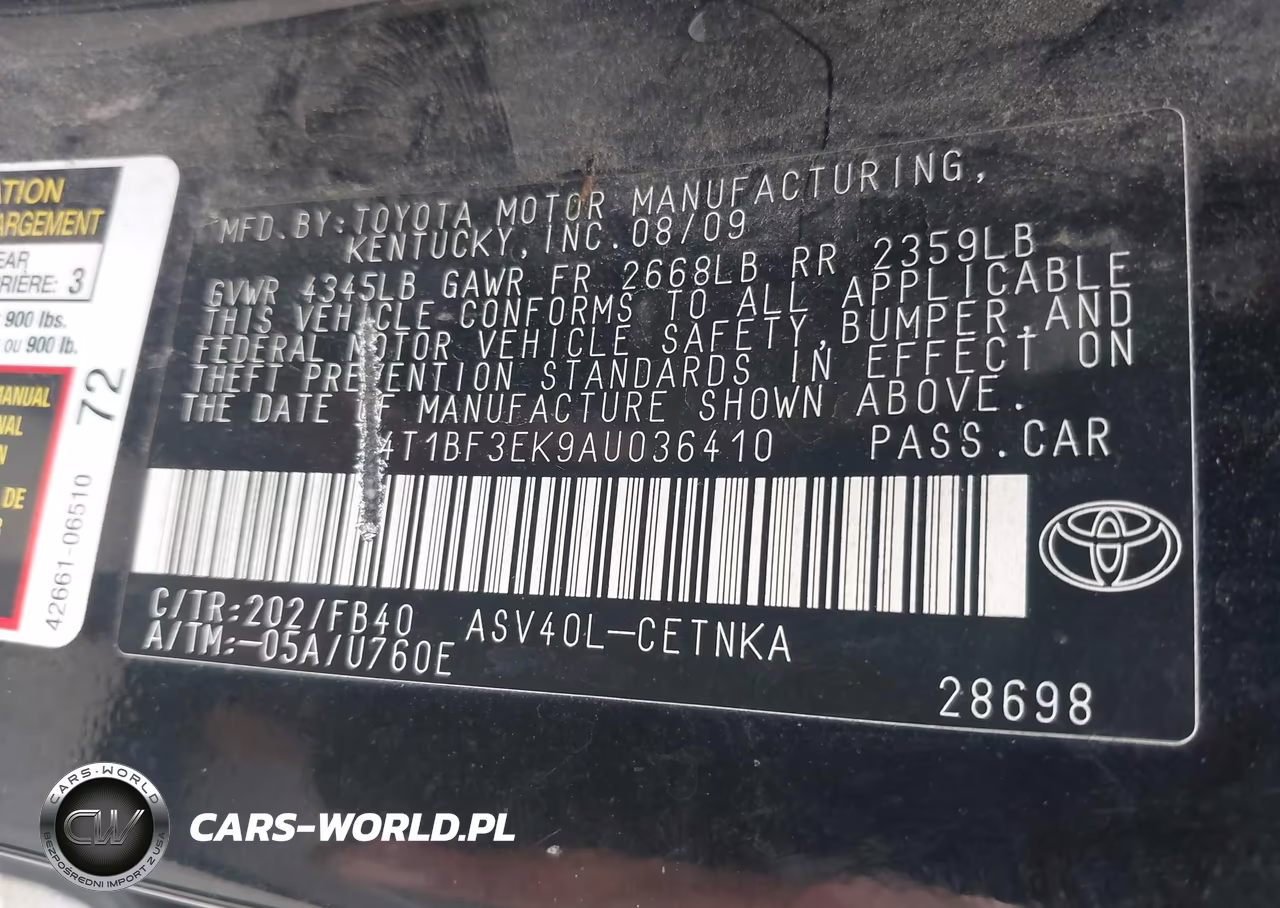 2010 Toyota Camry VIN:4T1BF3EK9AU036410 - 9