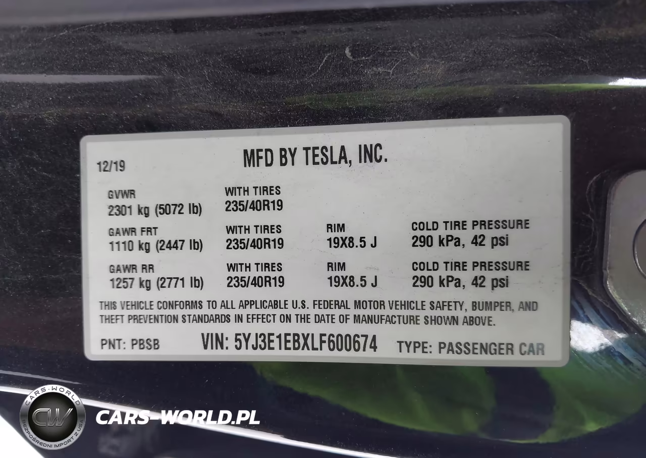 2020 Tesla Model 3 Long Range Dual Motor All-Wheel Drive VIN:5YJ3E1EBXLF600674 - 9