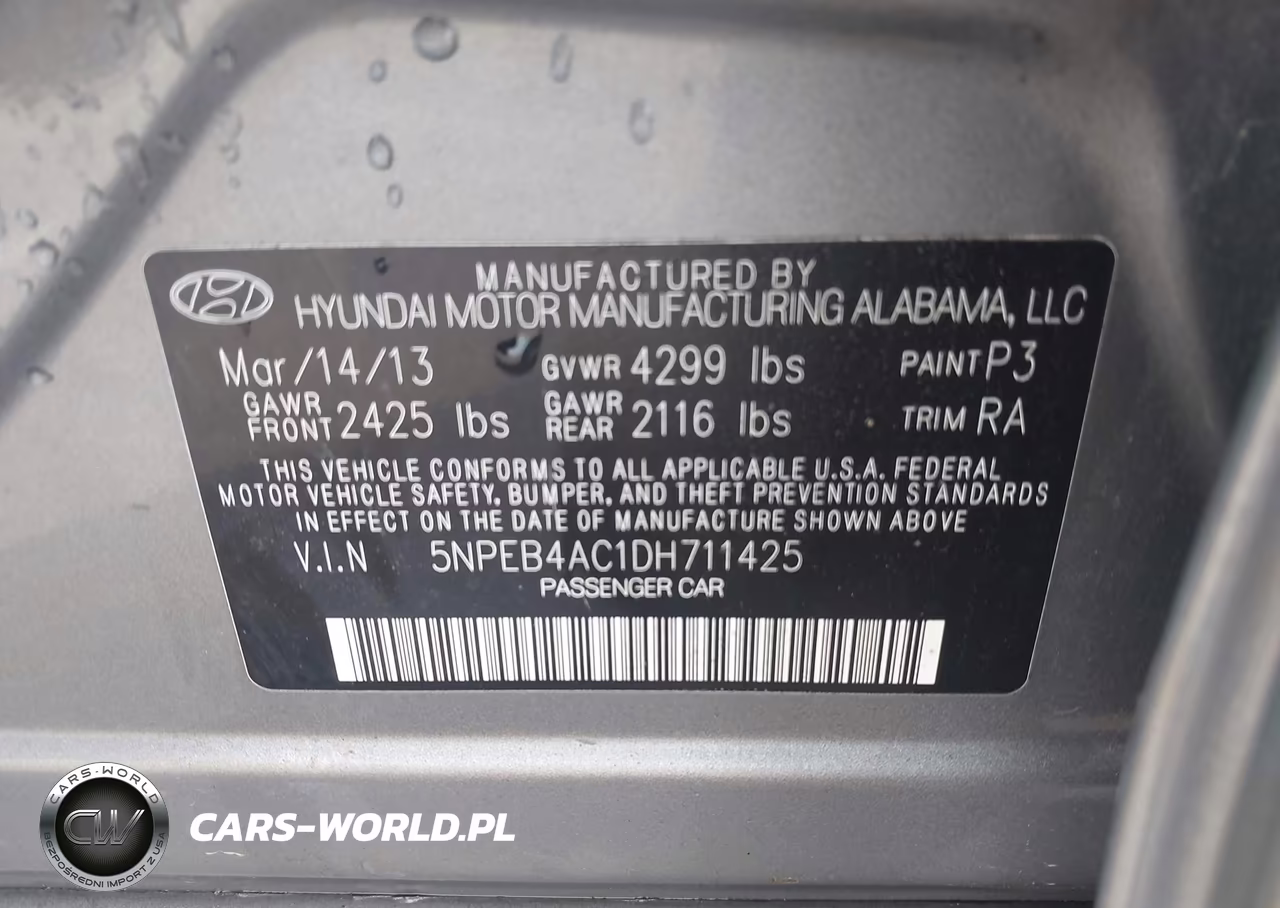 2013 Hyundai Sonata Gls VIN:5NPEB4AC1DH711425 - 9