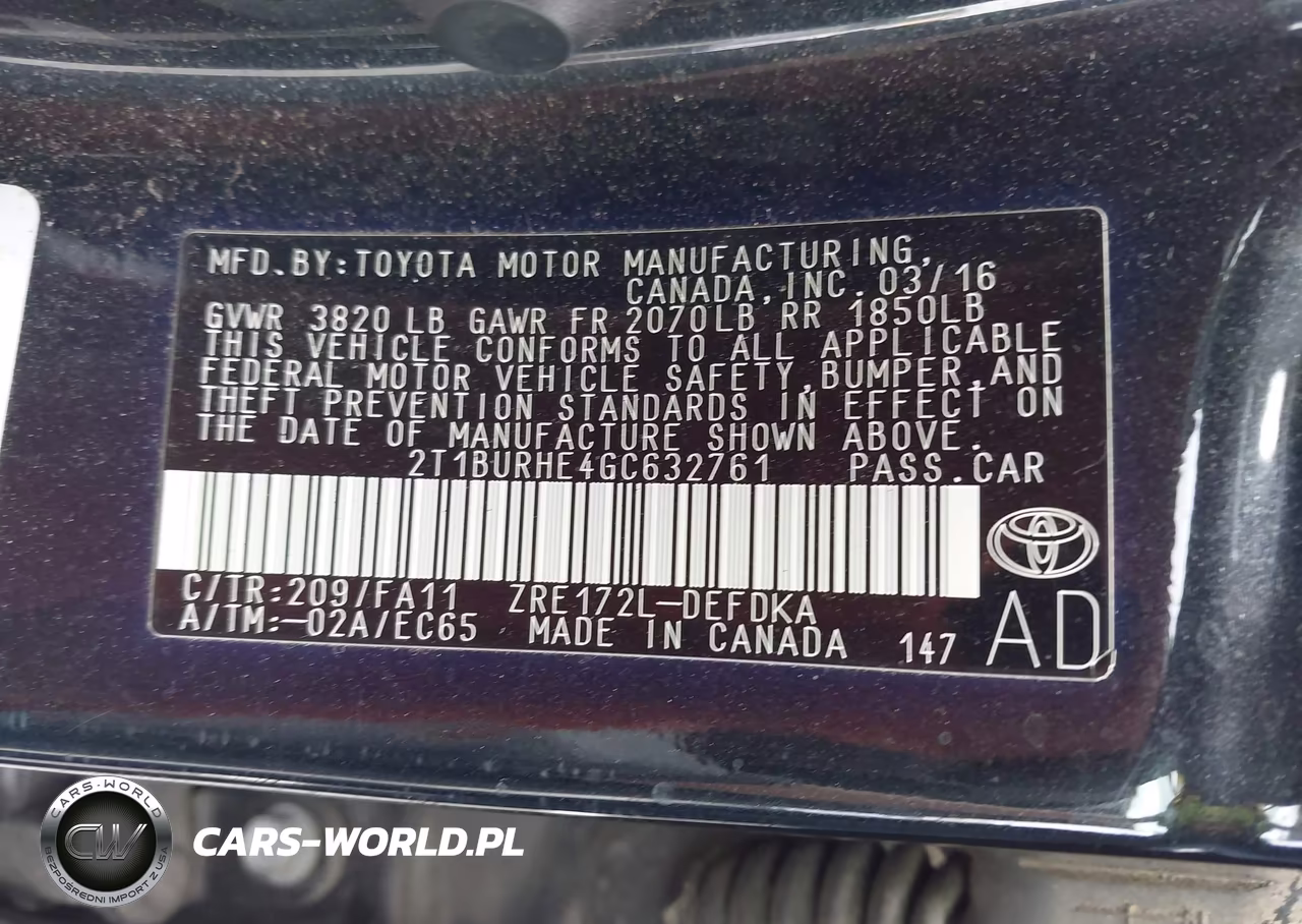 2016 Toyota Corolla L VIN:2T1BURHE4GC632761 - 9