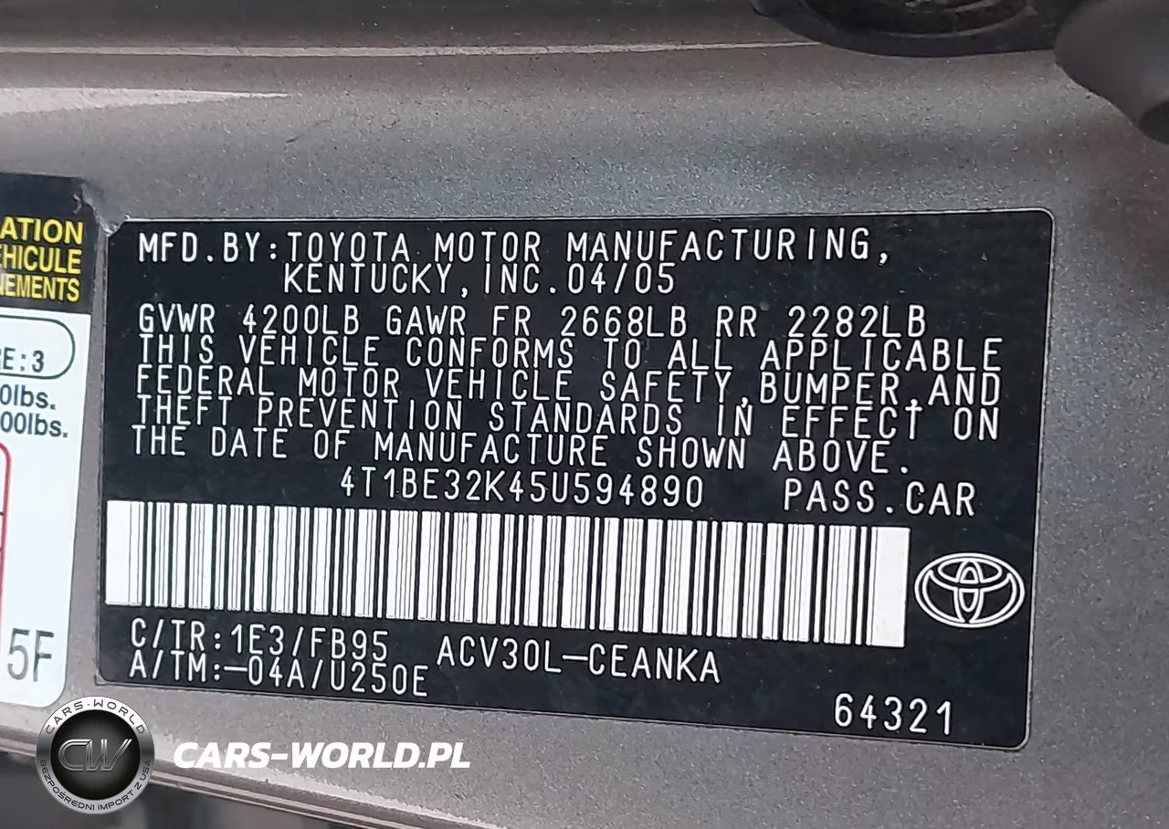 2005 Toyota Camry Le VIN:4T1BE32K45U594890 - 9