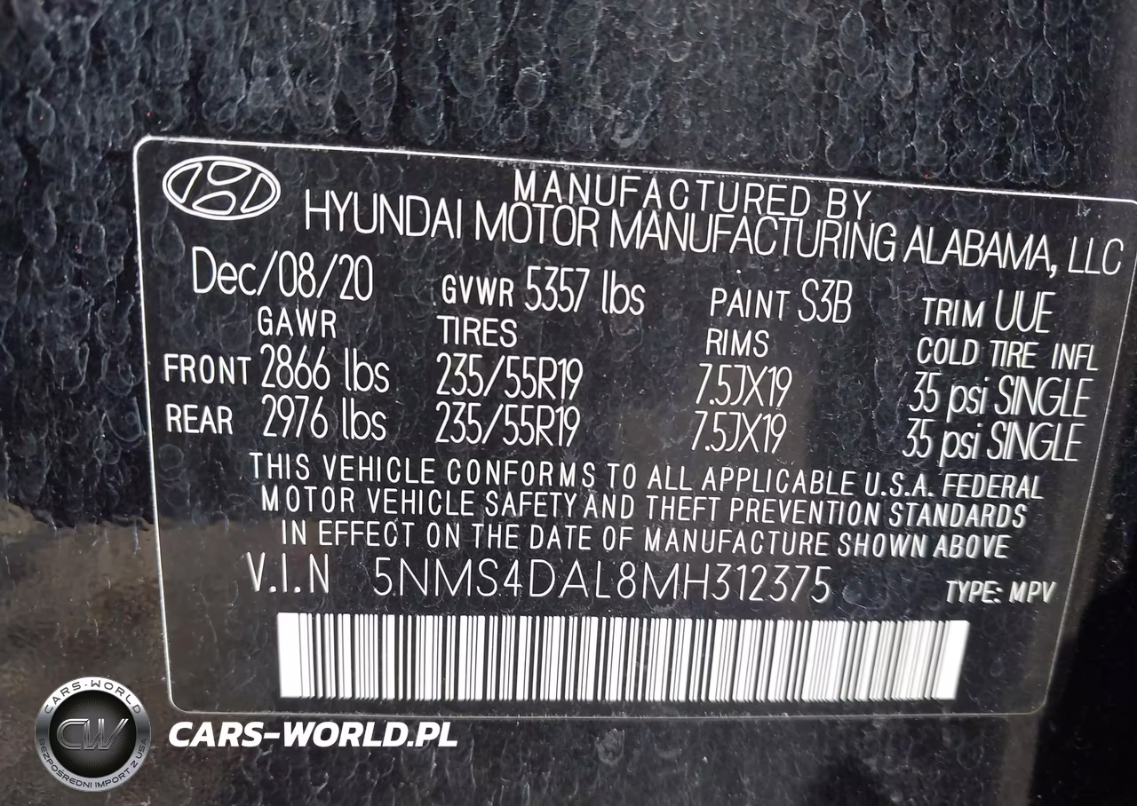 2021 Hyundai Santa Fe Limited VIN:5NMS4DAL8MH312375 - 9