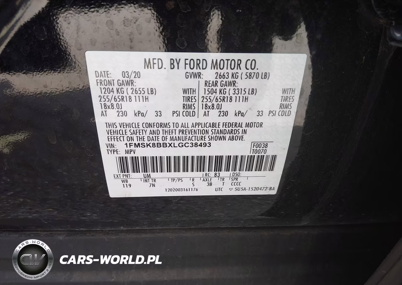 2020 Ford Explorer VIN:1FMSK8BBXLGC38493 - 9