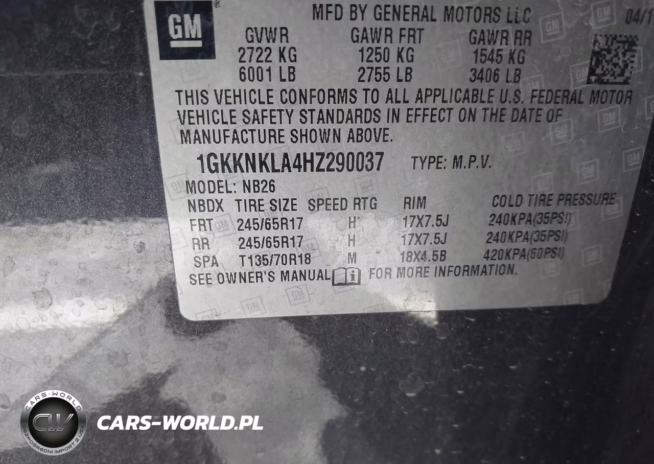 2017 GMC Acadia Sle-1 VIN:1GKKNKLA4HZ290037 - 9