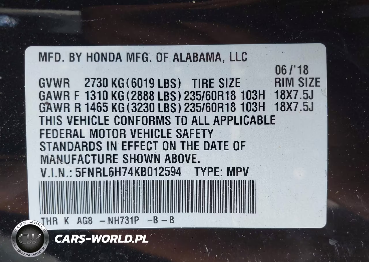 2019 Honda Odyssey Ex-L VIN:5FNRL6H74KB012594 - 9