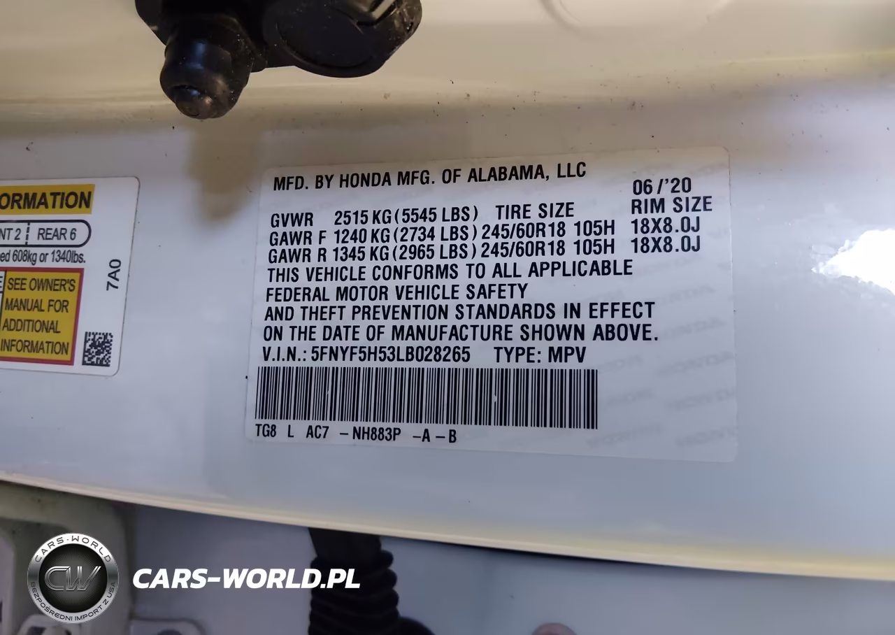 2020 Honda Pilot 2Wd Ex-L VIN:5FNYF5H53LB028265 - 9