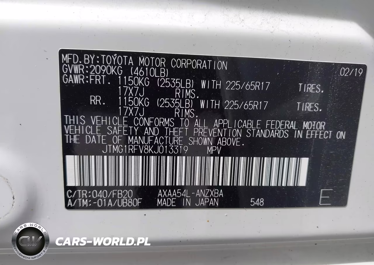 2019 Toyota Rav4 Le VIN:JTMG1RFV8KJ013319 - 9