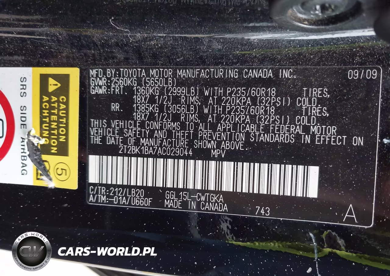 2010 Lexus Rx 350 VIN:2T2BK1BA7AC029044 - 9
