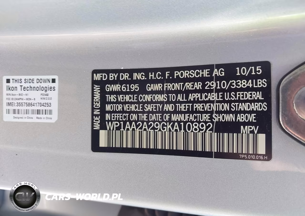 2016 Porsche Cayenne VIN:WP1AA2A29GKA10892 - 9