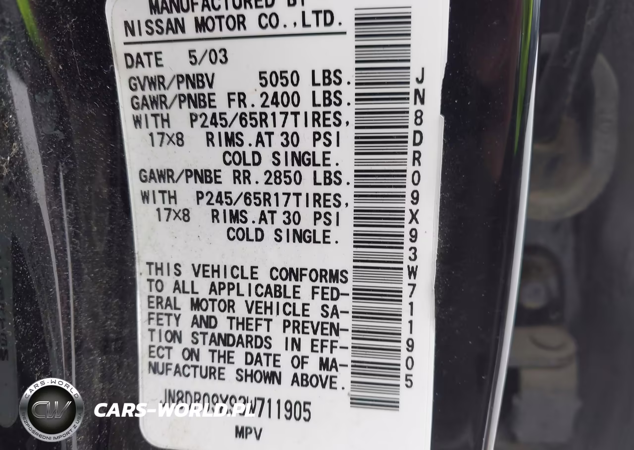 2003 Nissan Pathfinder Le VIN:JN8DR09X93W711905 - 9