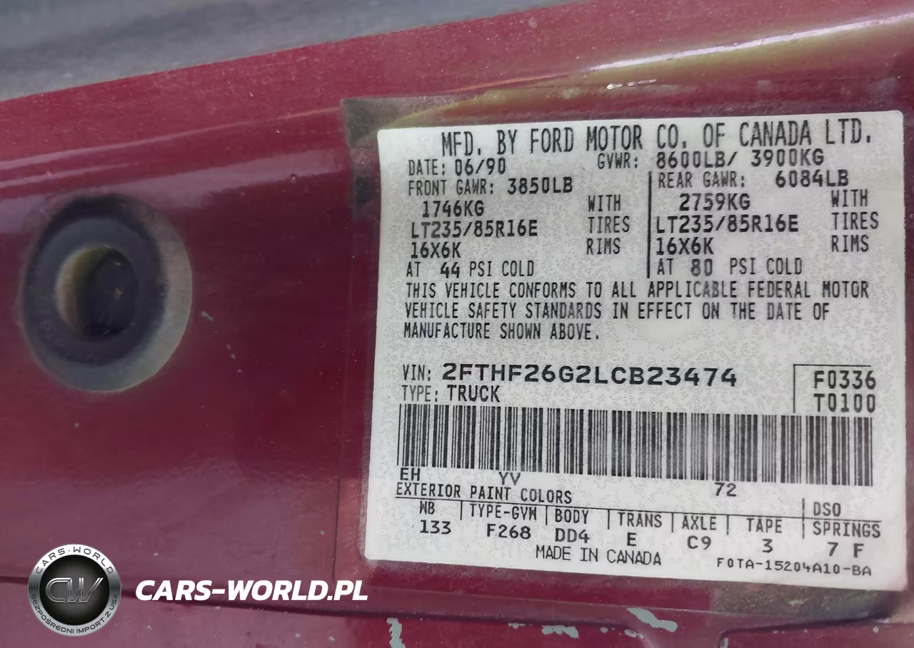 1990 Ford F250 VIN:2FTHF26G2LCB23474 - 9