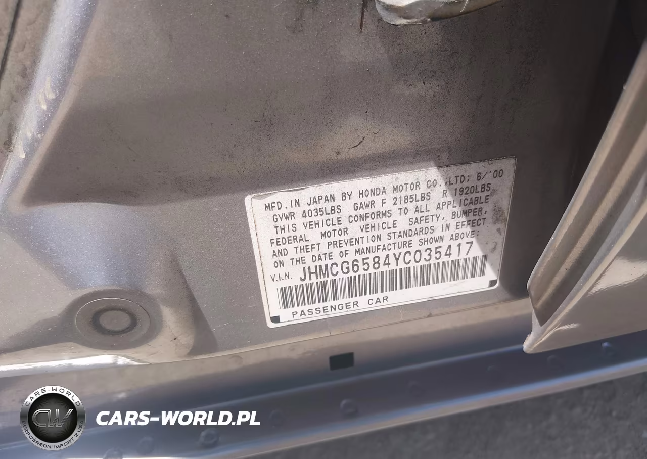 2000 Honda Accord 2.3 Ex VIN:JHMCG6584YC035417 - 9
