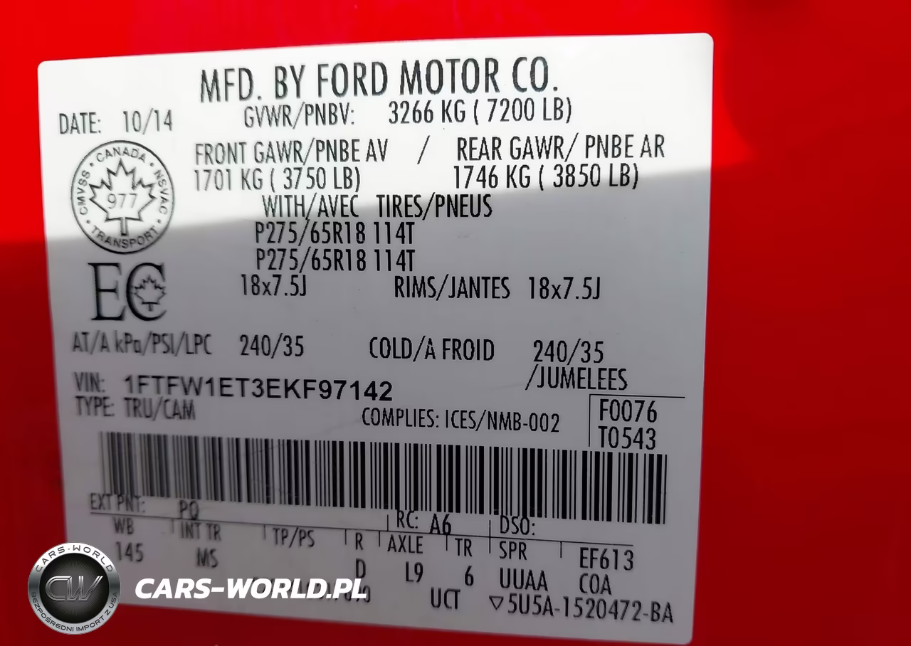 2014 Ford F-150 Xlt VIN:1FTFW1ET3EKF97142 - 9