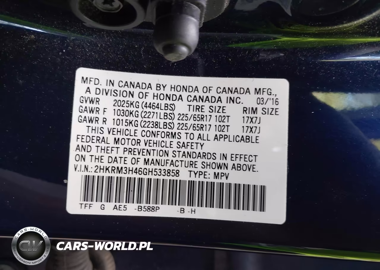 2016 Honda Cr-V Se VIN:2HKRM3H46GH533858 - 9