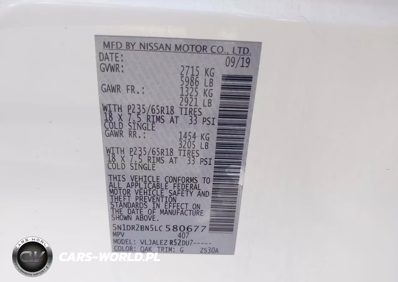 2020 Nissan Pathfinder Sv 2Wd VIN:5N1DR2BN5LC580677 - 9