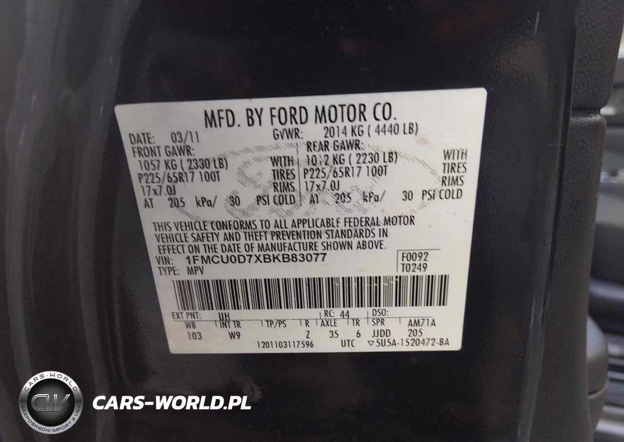 2011 Ford Escape Xlt VIN:1FMCU0D7XBKB83077 - 9