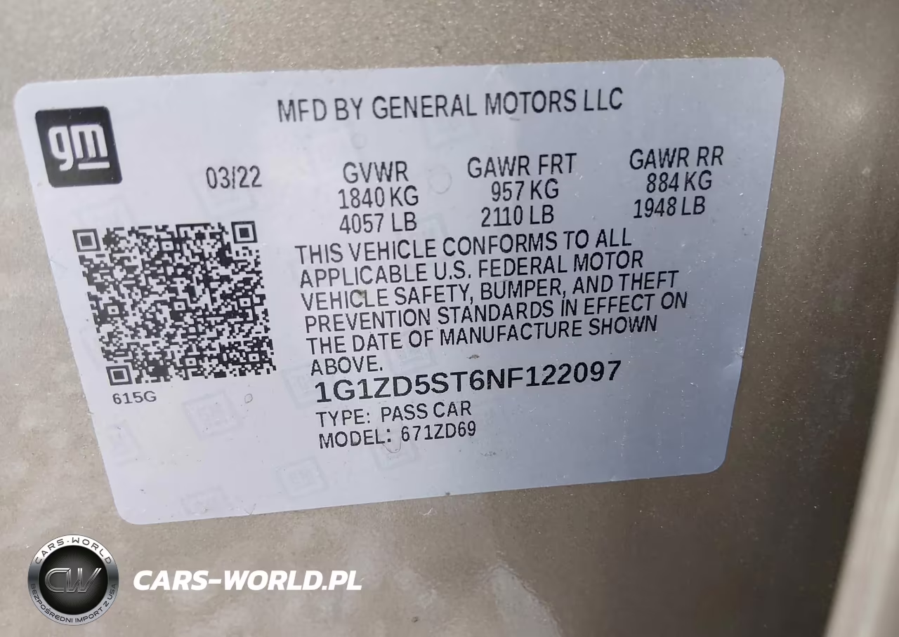 2022 Chevrolet Malibu Fwd Lt VIN:1G1ZD5ST6NF122097 - 9