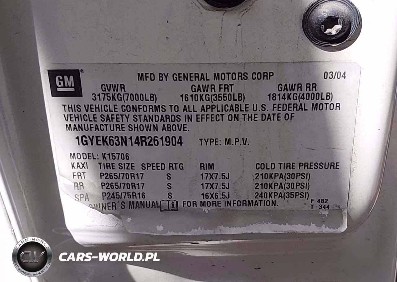 2004 Cadillac Escalade Standard VIN:1GYEK63N14R261904 - 9