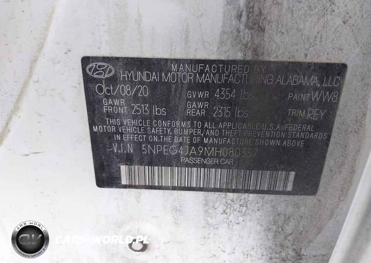 2021 Hyundai Sonata Se VIN:5NPEG4JA9MH080357 - 9